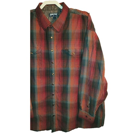 XXLPanhandle Western Plaid Snap Button Long Sleeve Shirt Multicolor - Picture 7 of 10